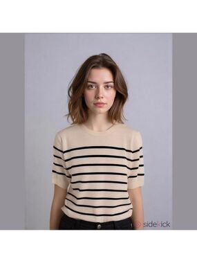 Zara Cream and Black Striped Sweater, Size XL,Runs Smaller,See Measurements